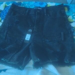 Fashion Nova Jean Shorts Black Distressed
